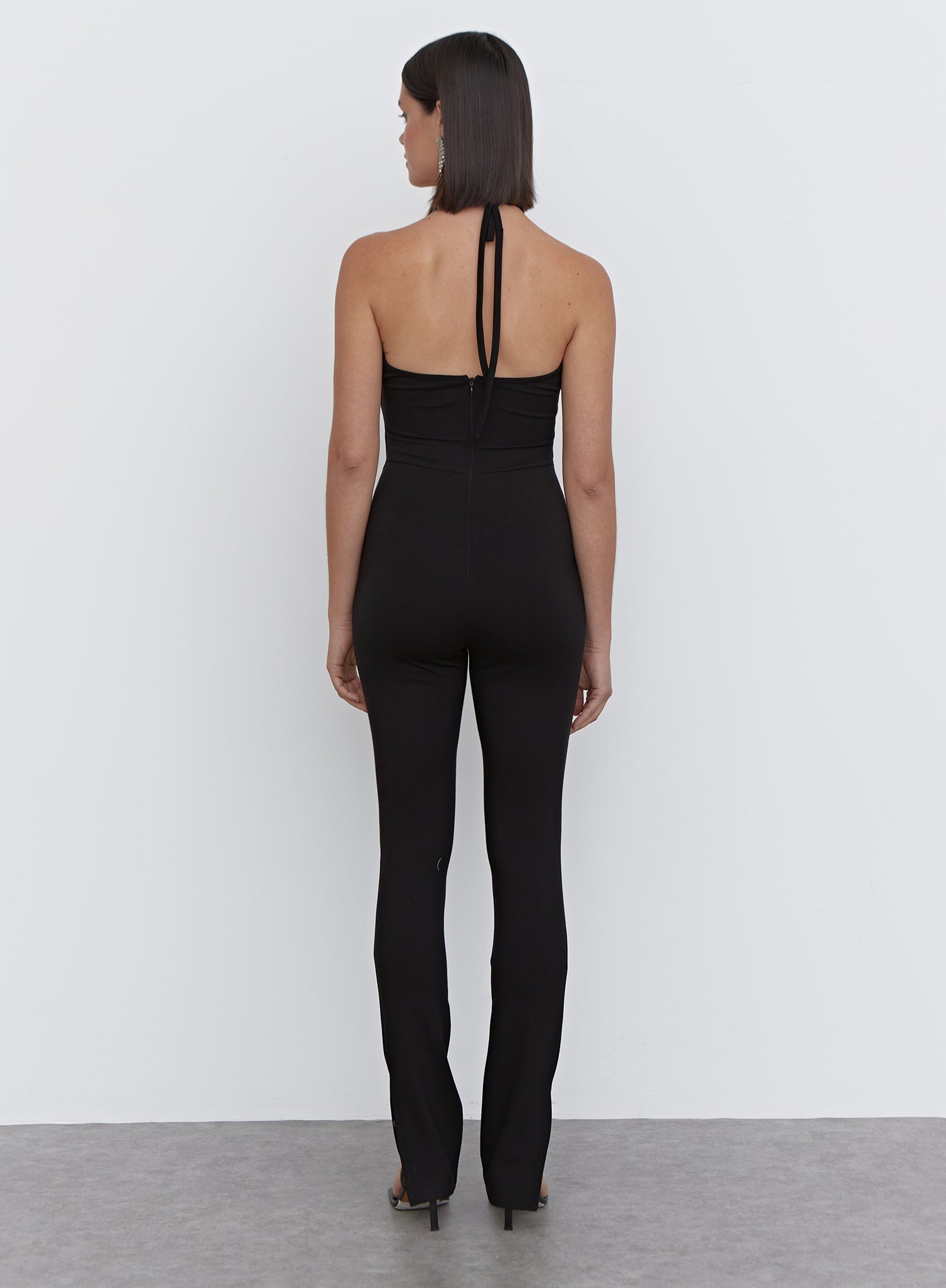 Black Cut Out Halterneck Jumpsuit